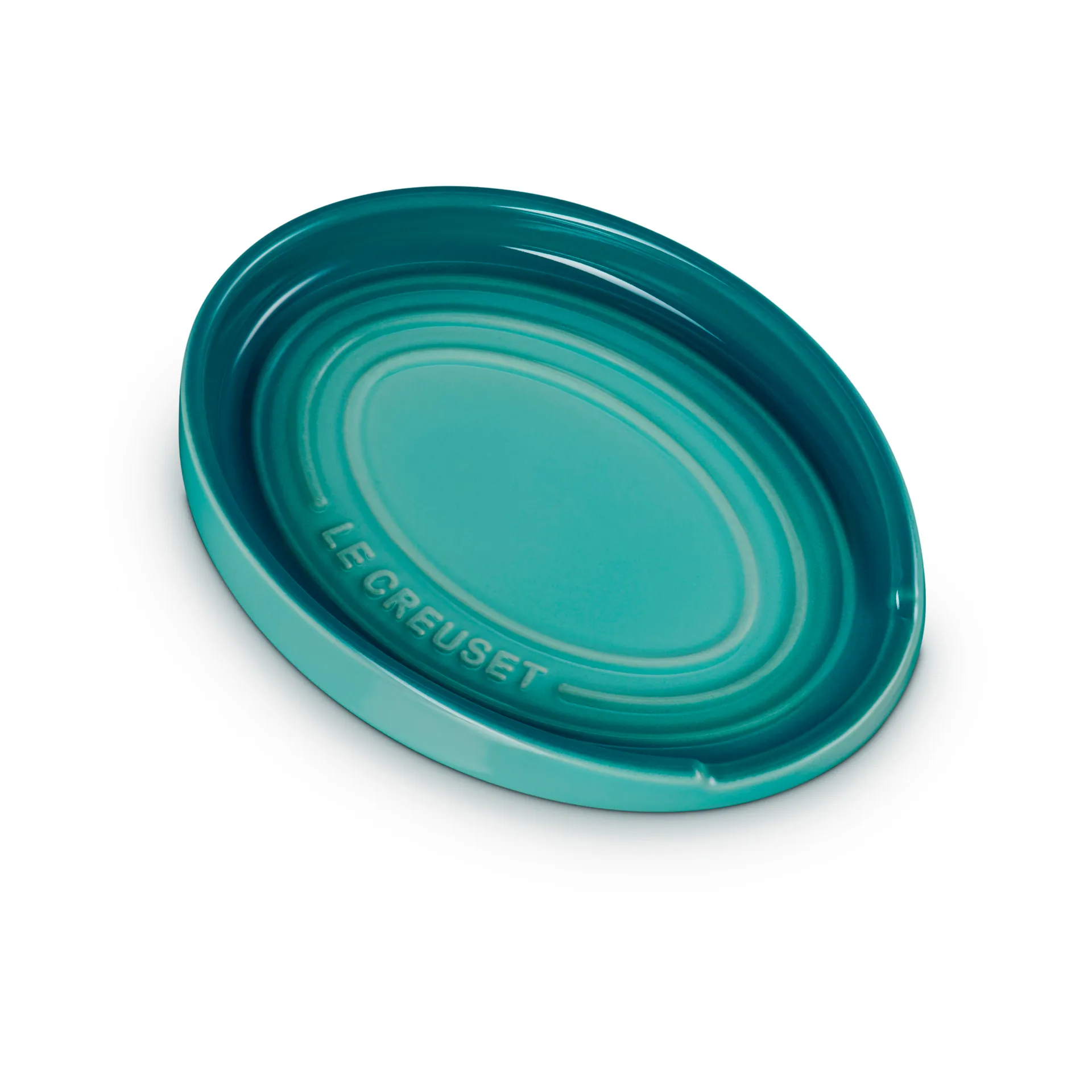 Oval holder for serving spoon, Bleu Riviera Le Creuset
