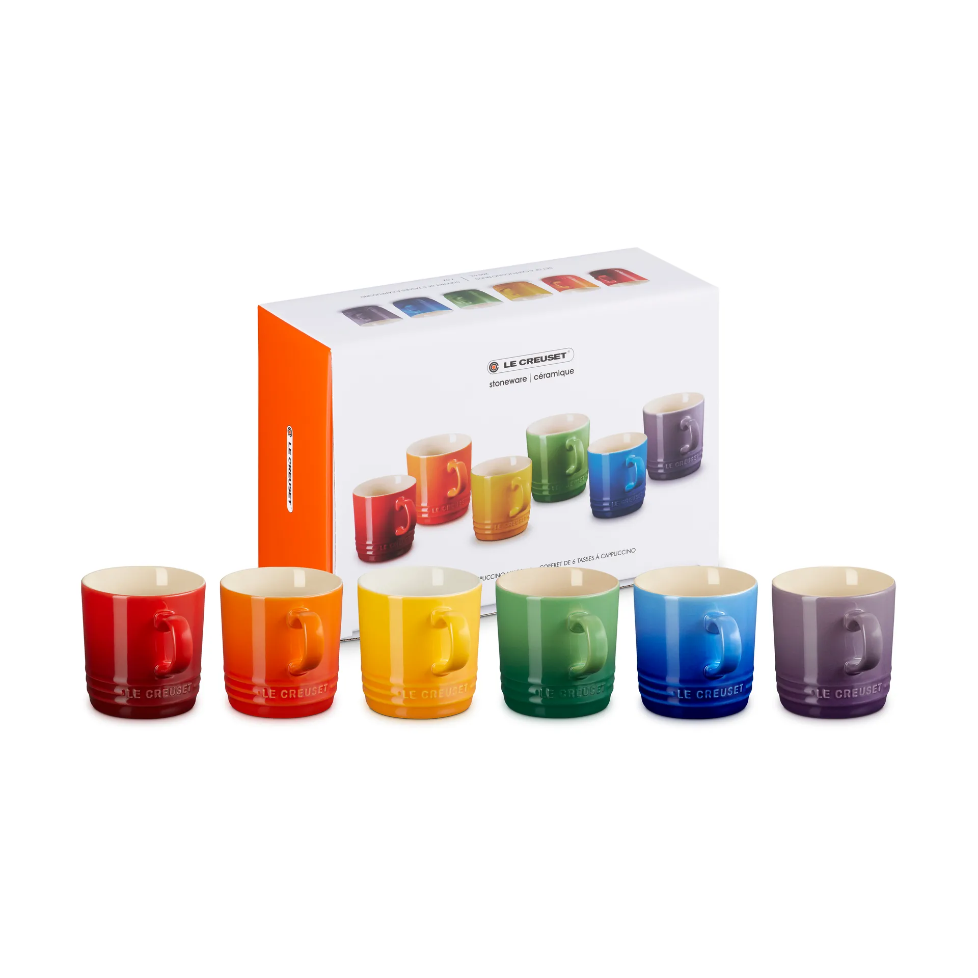 Signature stoneware coffee mug 6-piece, Rainbow Le Creuset