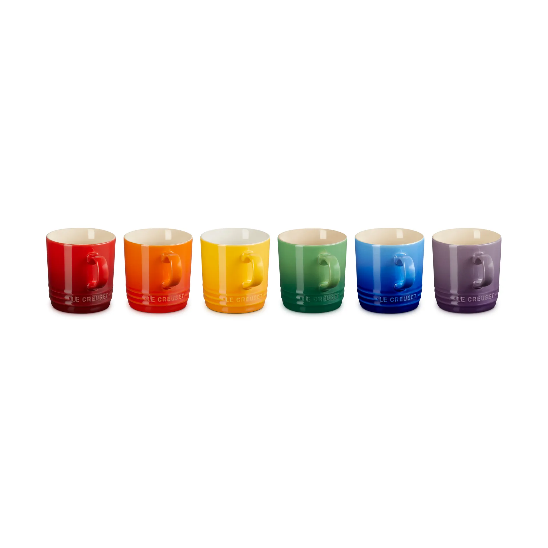 Signature stoneware coffee mug 6-piece, Rainbow Le Creuset