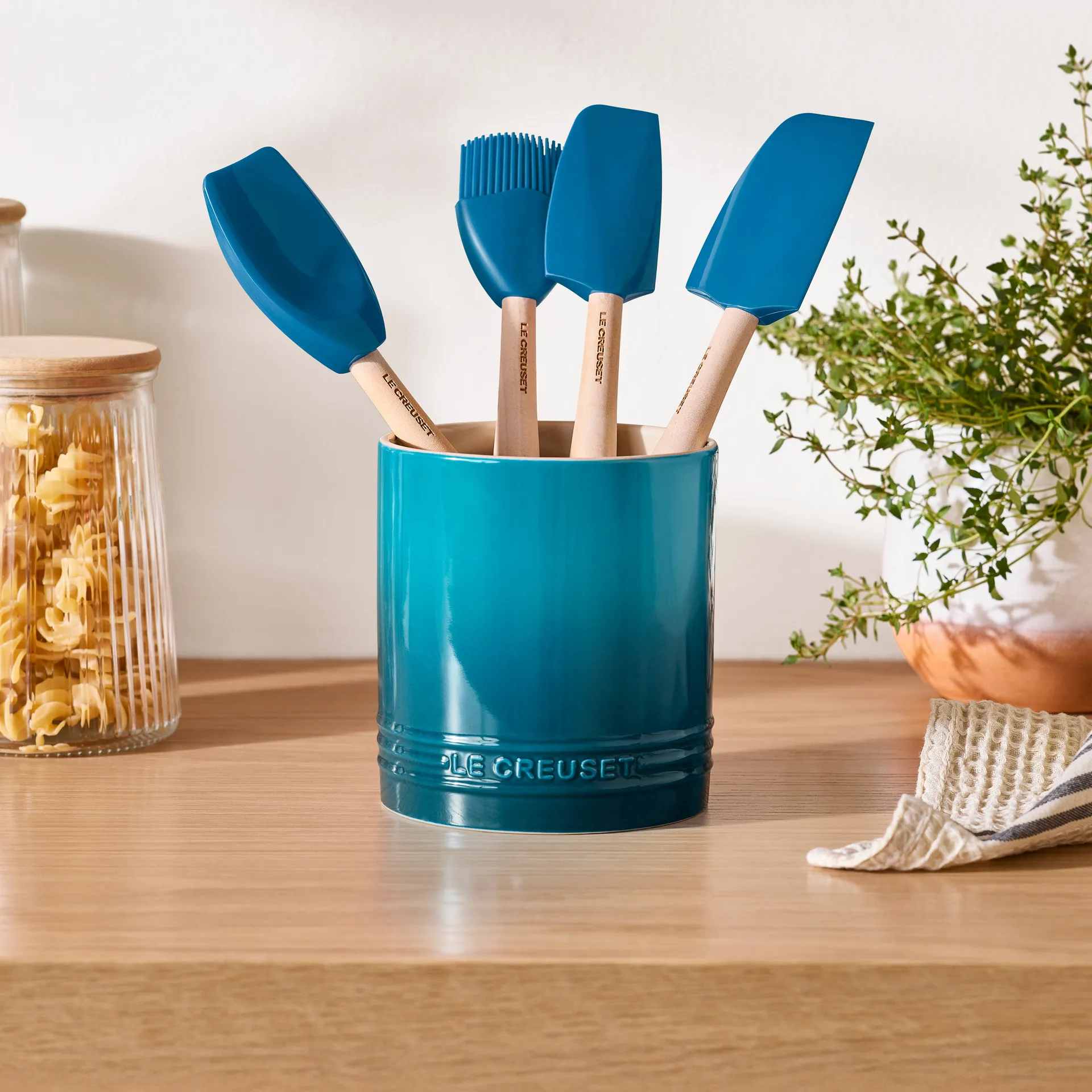 Signature stoneware cutlery and utensil jar 1.1 L, Deep Teal Le Creuset