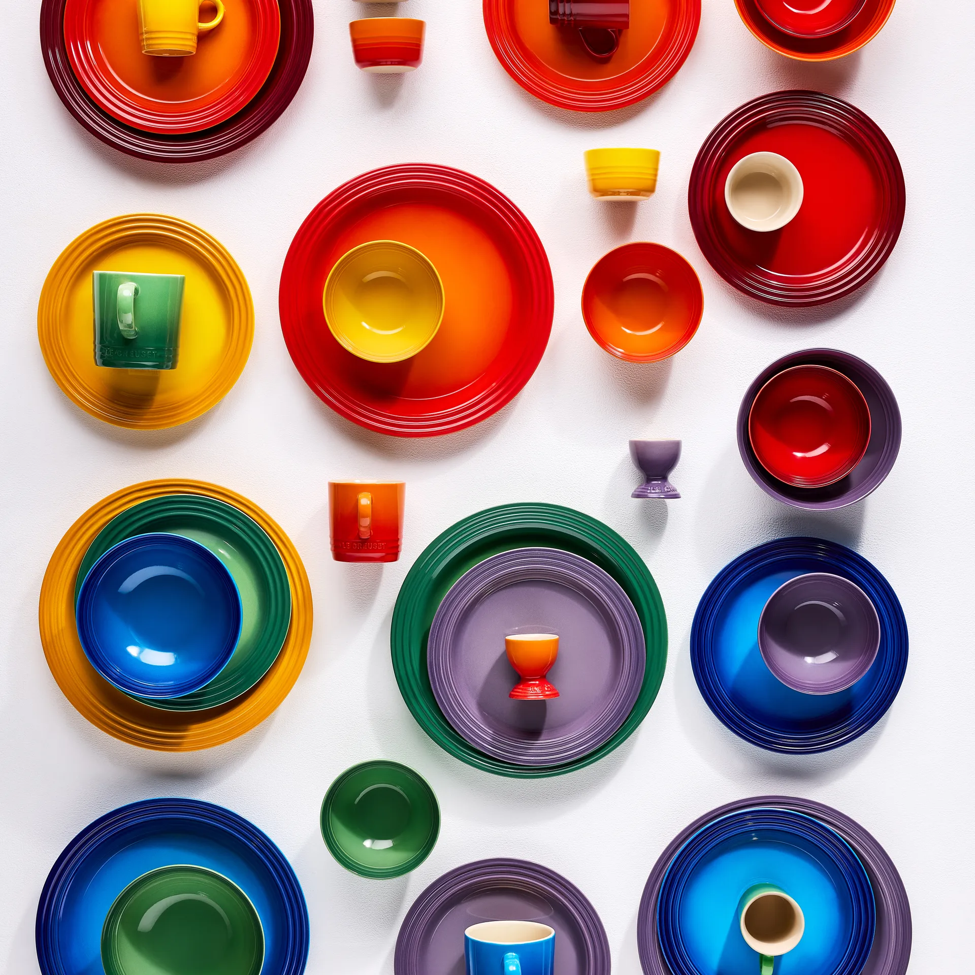 Signature stoneware deep plate set of 6, Rainbow Le Creuset