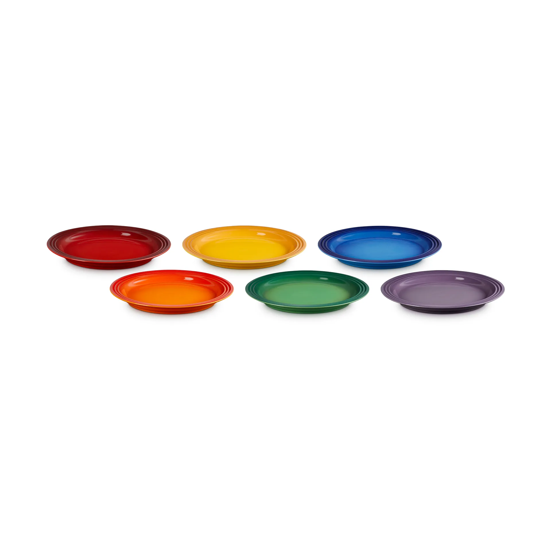 Signature stoneware dinner plate 6-piece, Rainbow Le Creuset