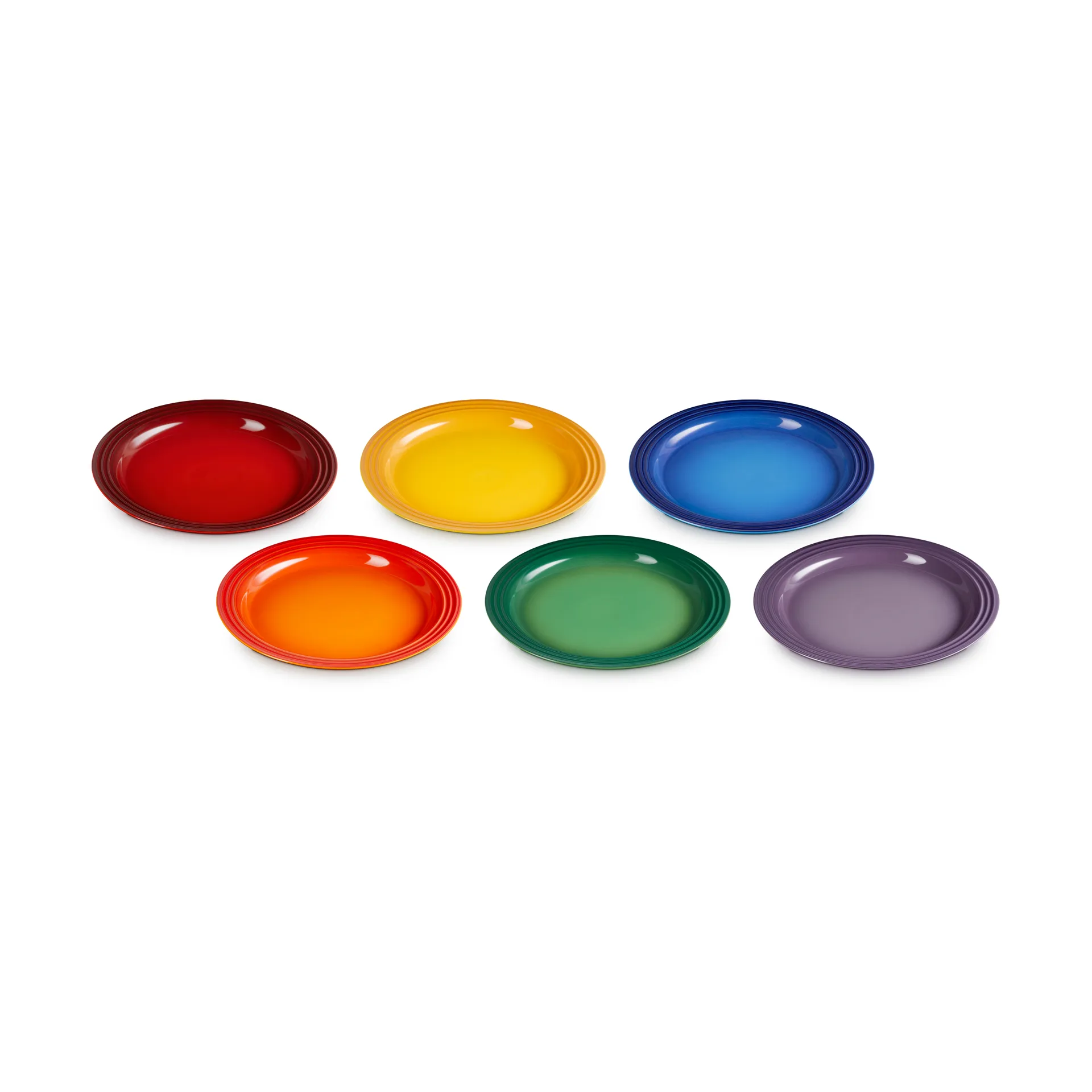 Signature stoneware dinner plate 6-piece, Rainbow Le Creuset