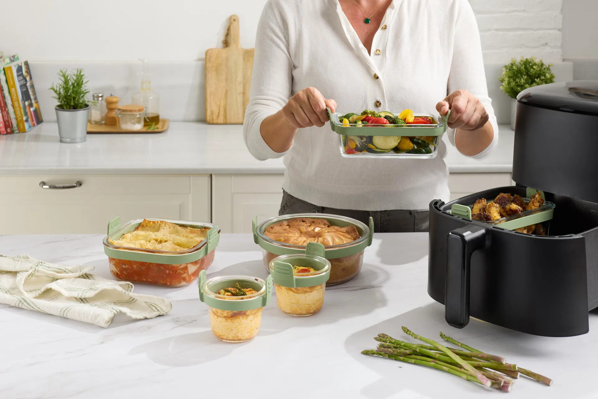 Lékué Air Fryer glass cup mini 4-pack, Transparent Lékué