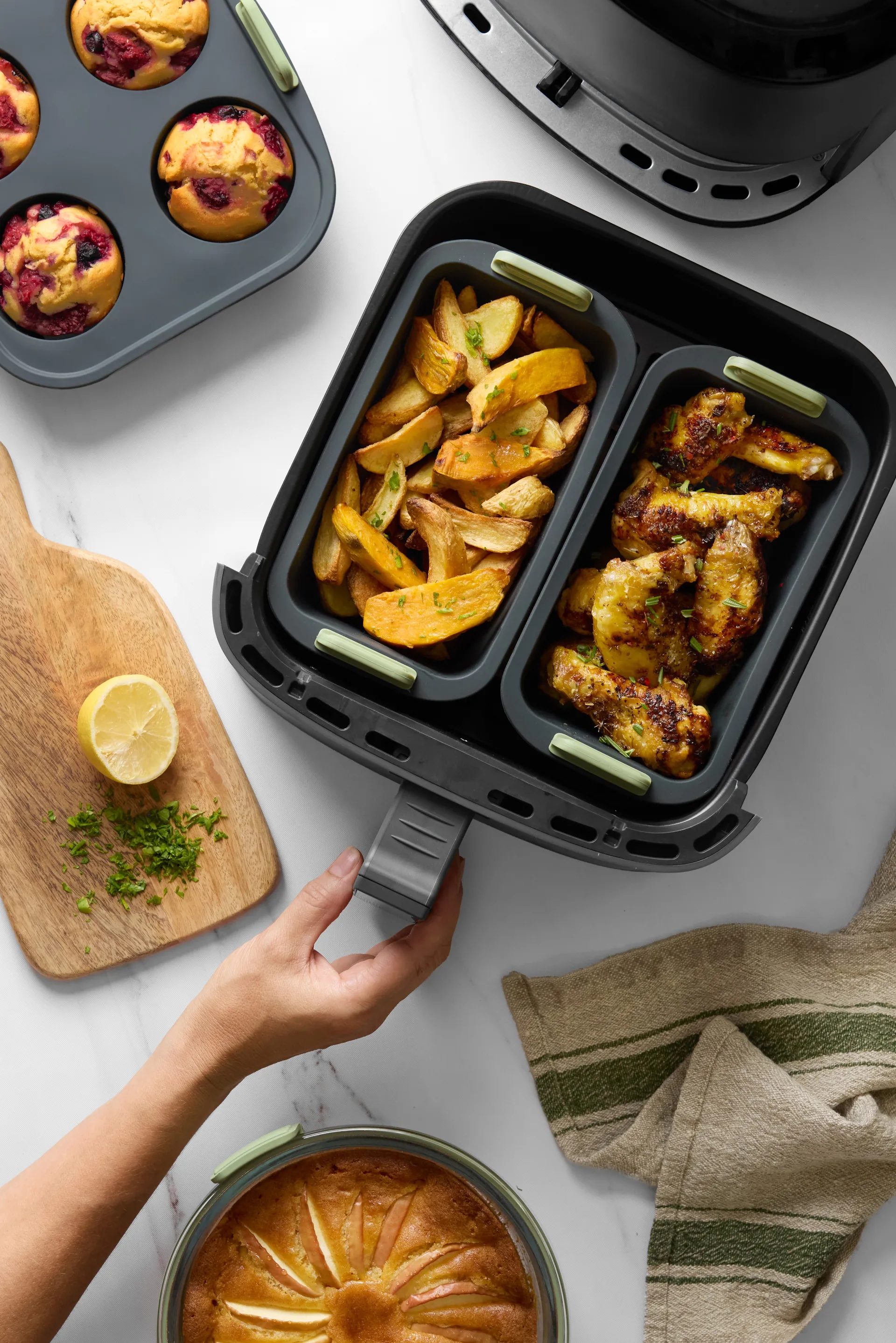 Lékué Air fryer rectangular basket, Grey Lékué