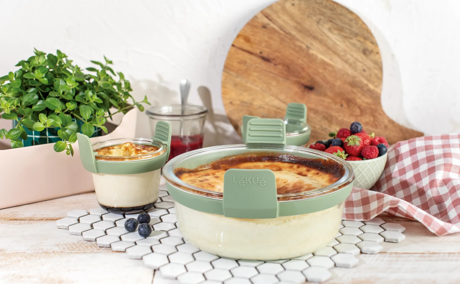 Lékué Air fryer round glass dish, Transparent Lékué