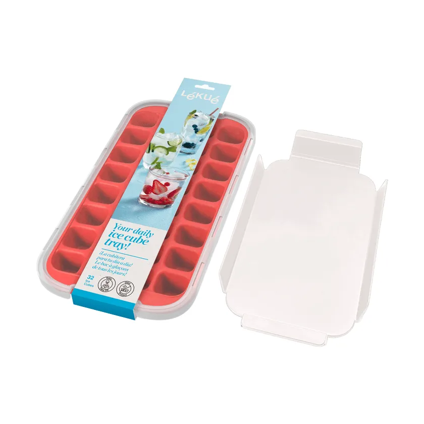 Lékué ice cube mold silicone with lid, Red Lékué