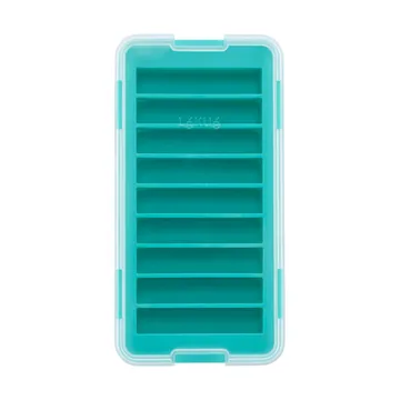 Lékué ice cube mold silicone with lid - Turquoise, slats - Lékué