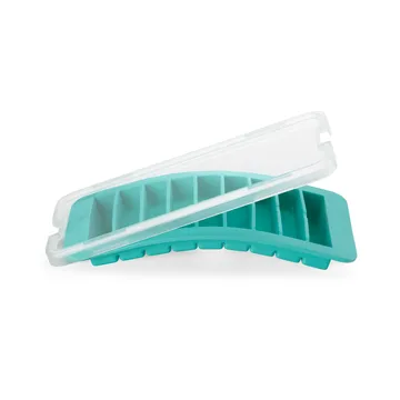 Lékué ice cube mold silicone with lid - Turquoise, slats - Lékué