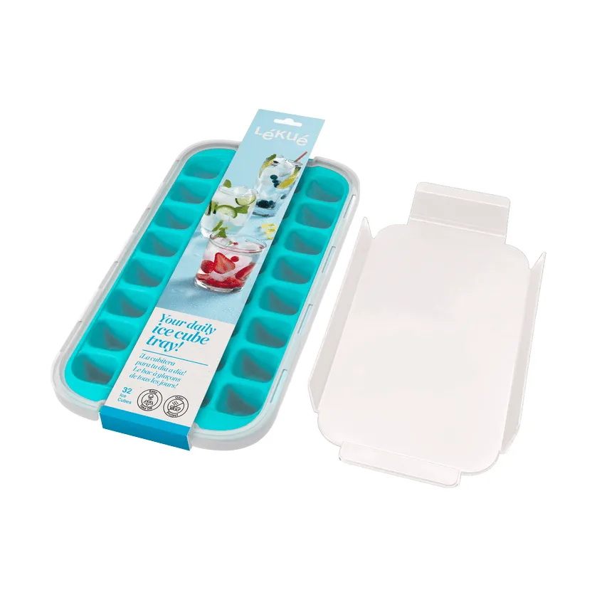 Lékué ice cube mold silicone with lid, Turquoise Lékué