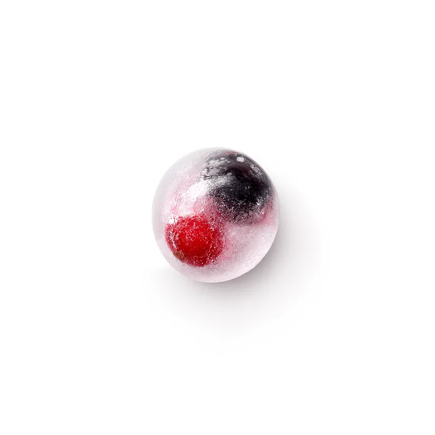 Lékué round ice cube mold silicone with lid, Red Lékué