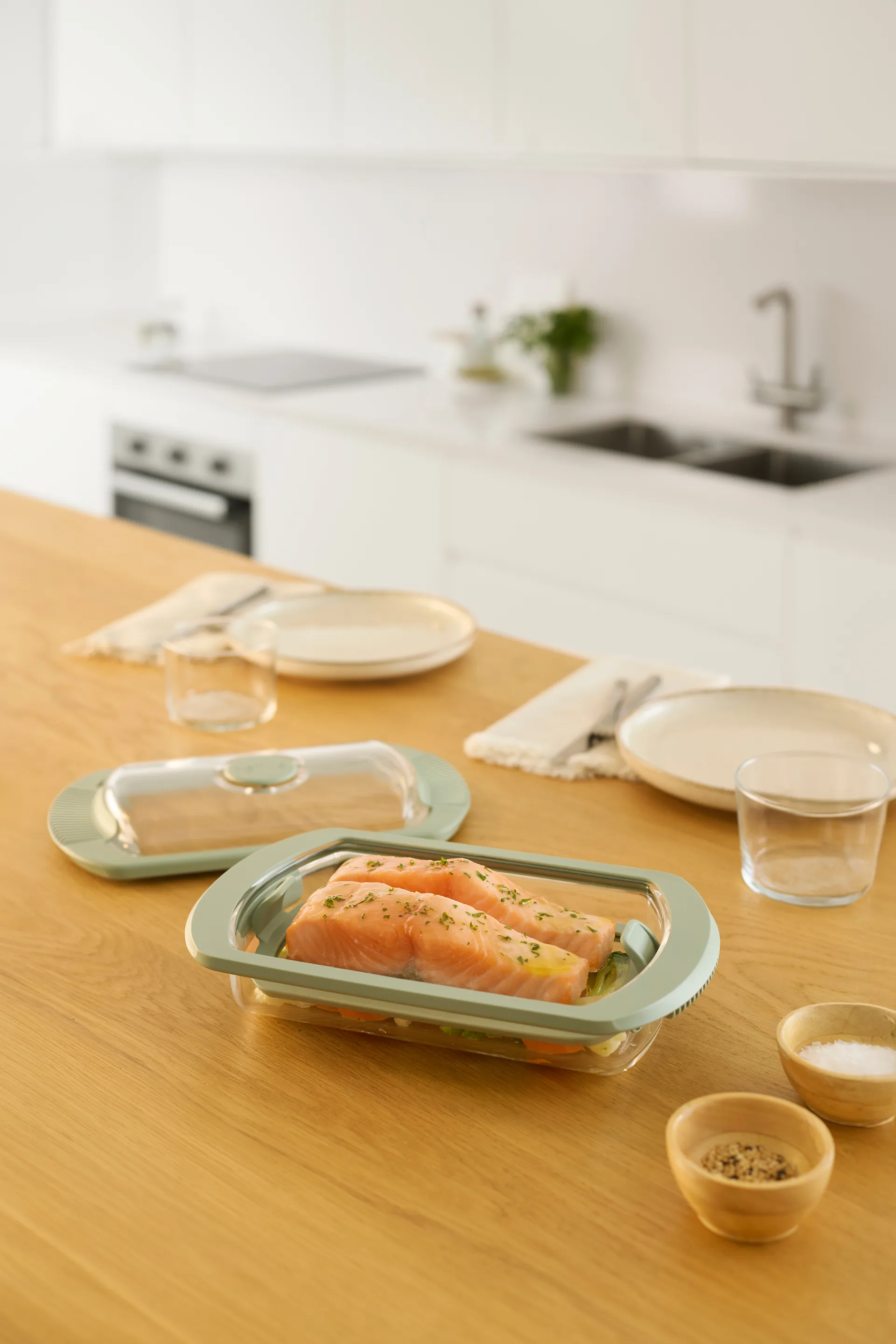 Lékué steamer, Transparent, glass, 2-pack Lékué