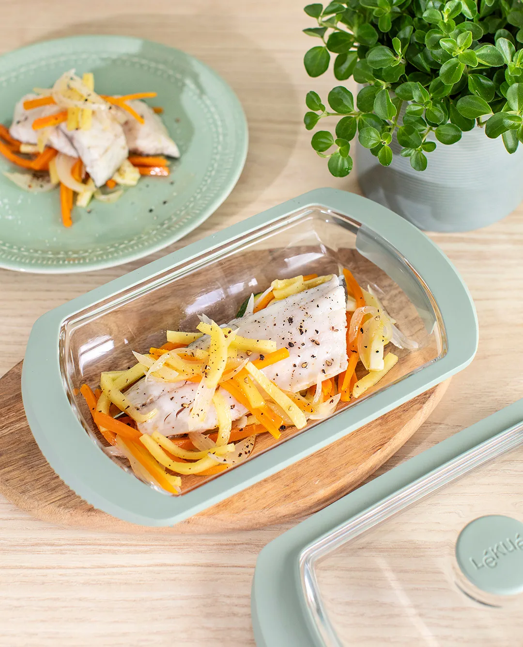 Lékué steamer, Transparent, glass, 2-pack Lékué