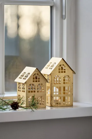 Bolille tealight holder - Gold-coloured, 9x12xH17 cm - Lene Bjerre