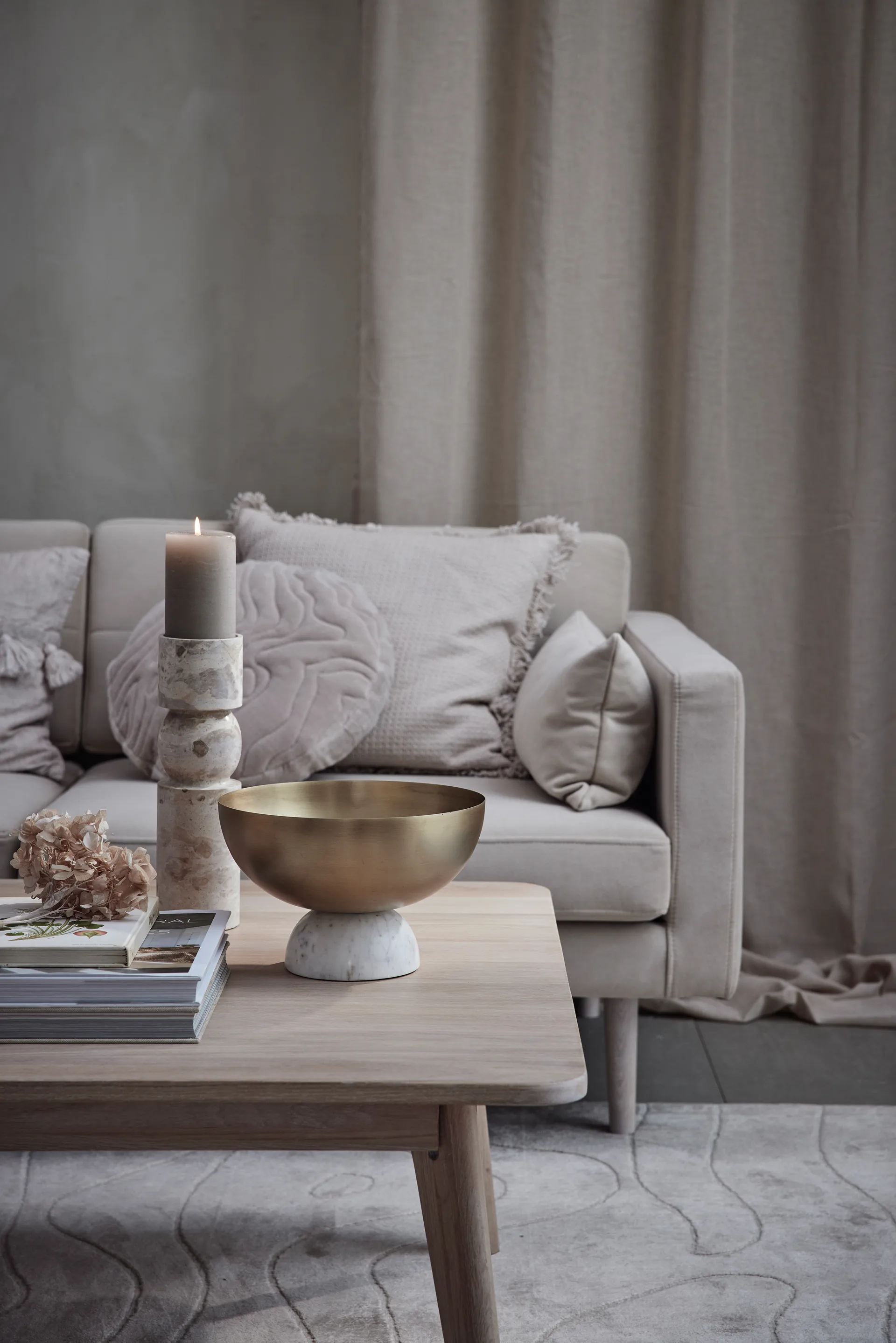 Ellia candle holder 30 cm, Linen Lene Bjerre