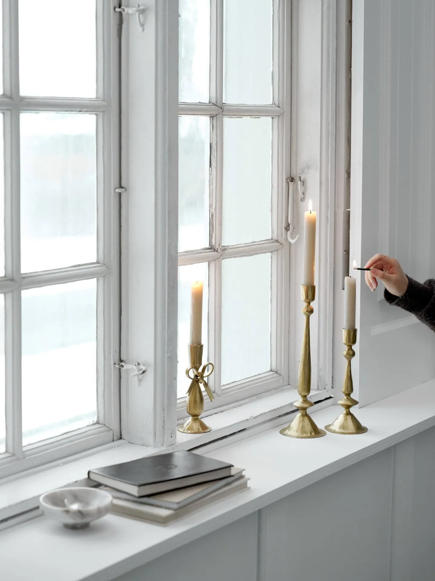 Inine candleholder, Gold-coloured, 8x8x20 cm Lene Bjerre