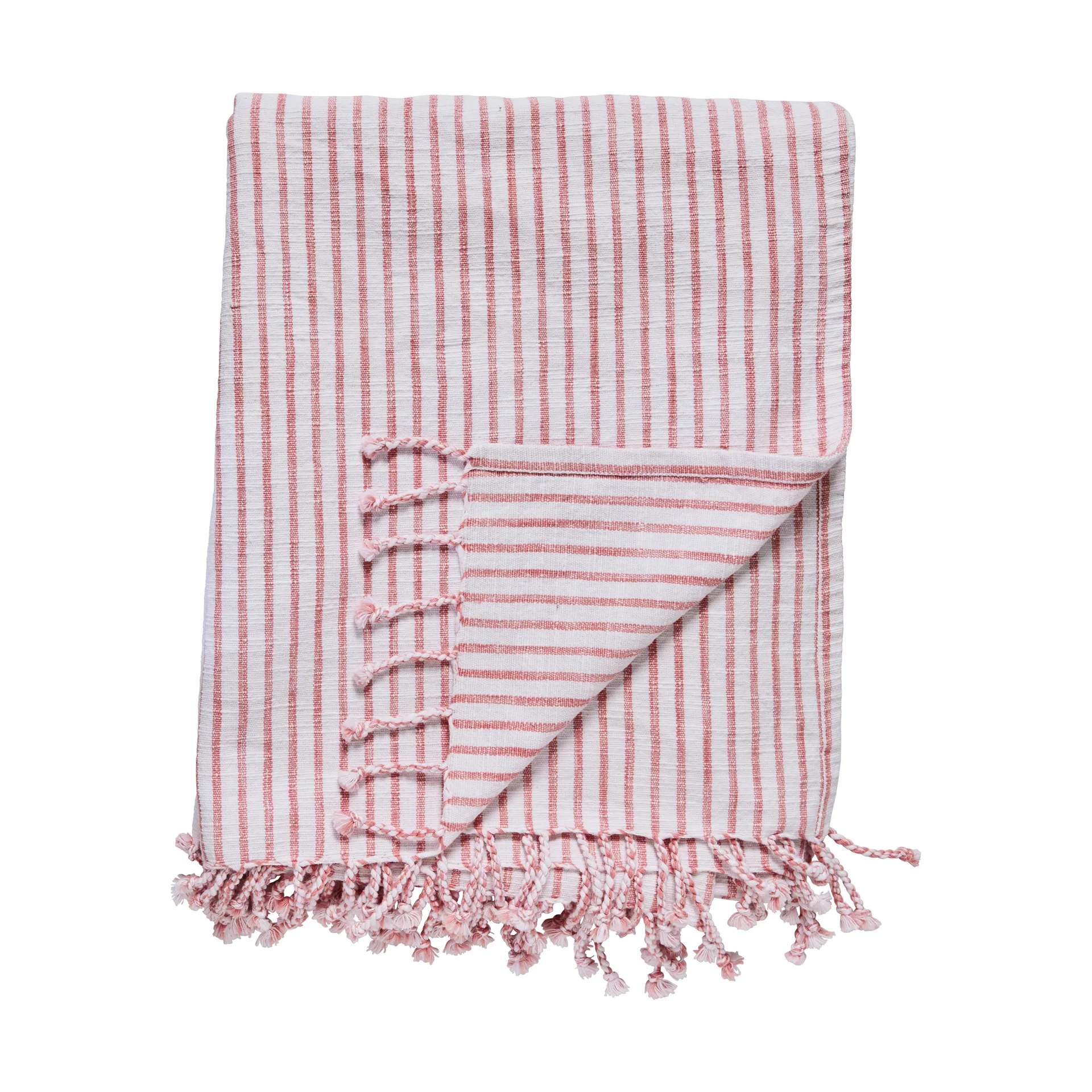 Olivia throw 130x170 cm, Off white-dark coral Lene Bjerre