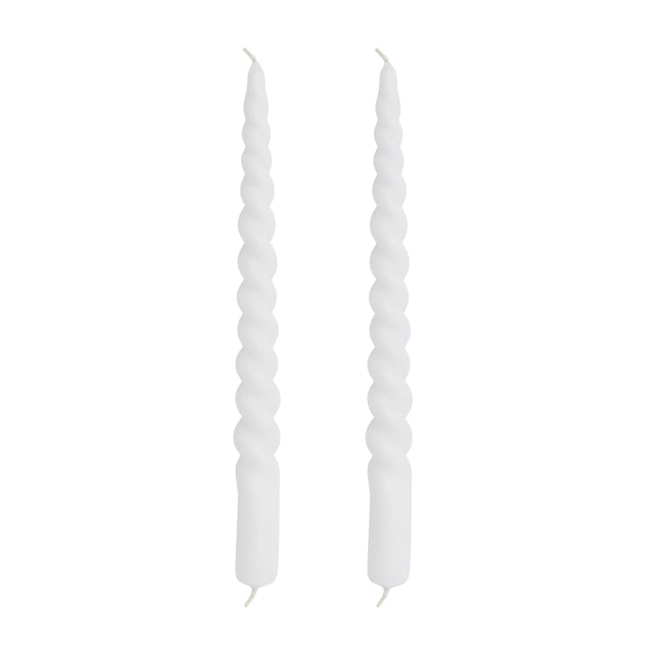 Twisted candle 25 cm 2-pack - White - Lene Bjerre