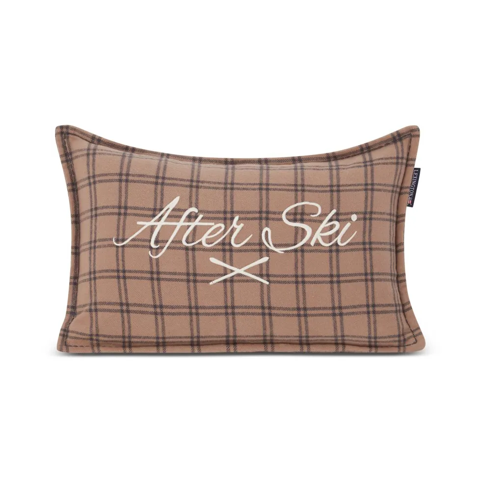 After Ski Checked Cotton Flannel cushion 30x50 cm, Beige-dark grey Lexington
