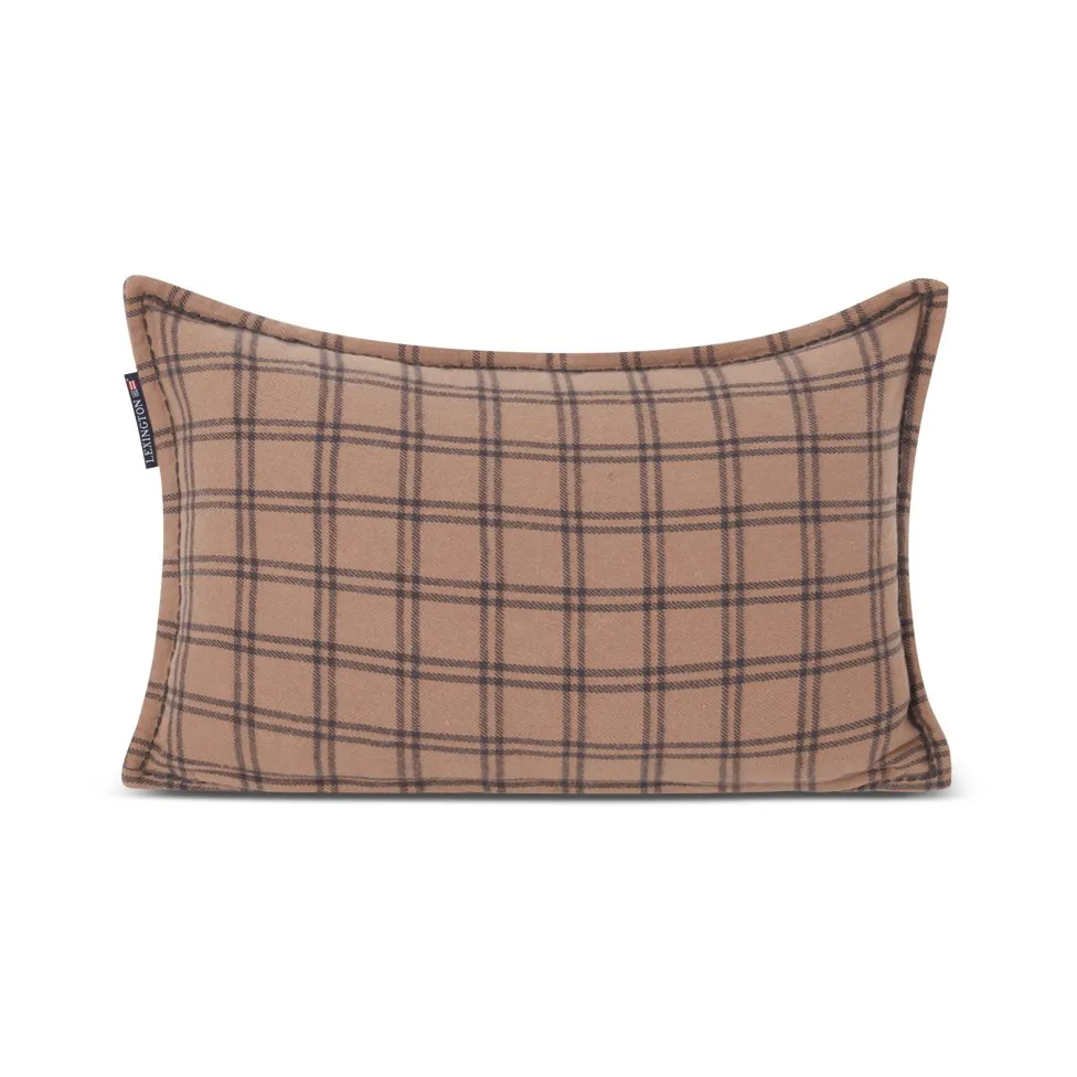 After Ski Checked Cotton Flannel cushion 30x50 cm, Beige-dark grey Lexington