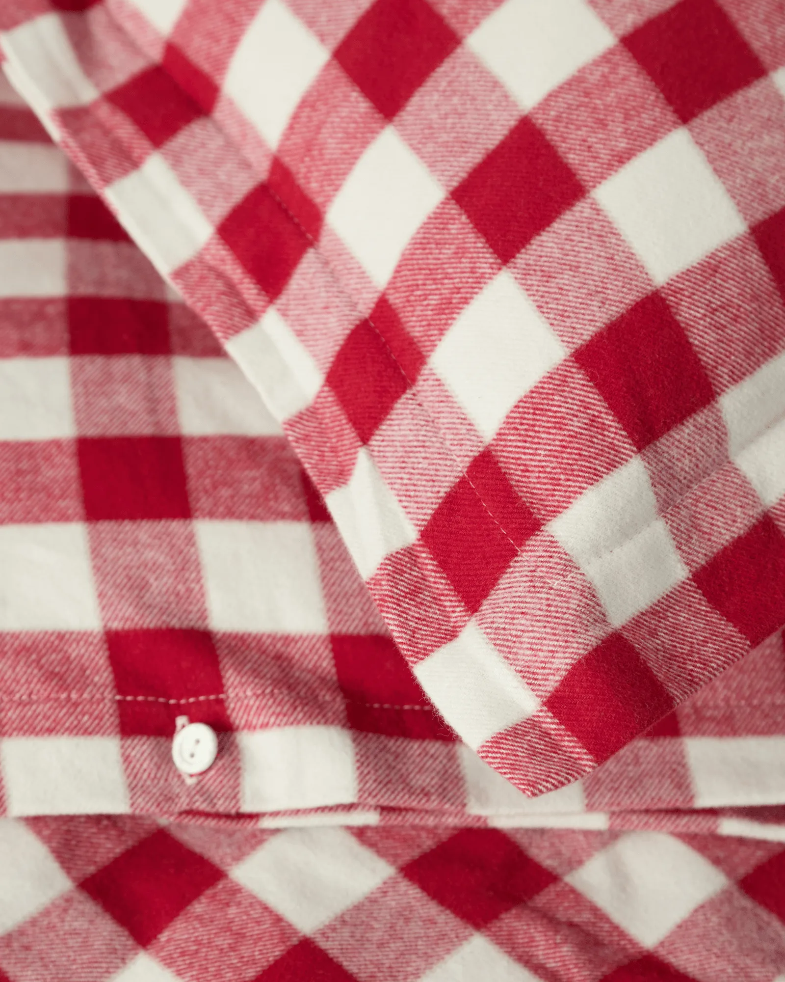 Checked cotton flannel bedding set, Red-light beige, 50x60 cm/150x210 cm Lexington