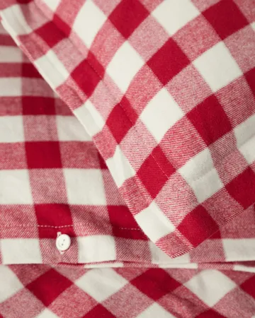 Checked cotton flannel bedding set - Red-light beige, 50x60 cm/150x210 cm - Lexington