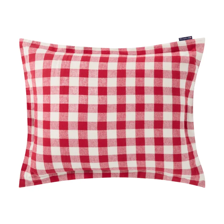 Checked Cotton Flannel pillowcase 50x60 cm - Red-light beige - Lexington