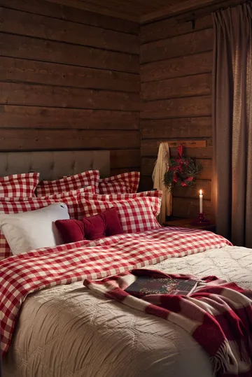 Checked Cotton Flannel pillowcase 50x60 cm - Red-light beige - Lexington
