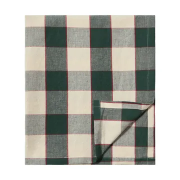 Checked Cotton Linen tablecloth 150x350 cm - Green-light beige-red - Lexington
