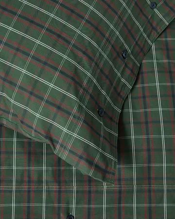 Checked cotton percale bedding set - Green-navy, 2 pcs 50x60 cm/1 pc 220x220 cm - Lexington