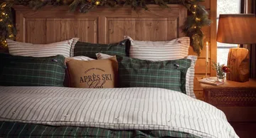 Checked cotton percale bedding set - Green-navy, 2 pcs 50x60 cm/1 pc 220x220 cm - Lexington