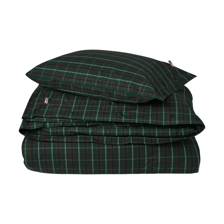 Checked cotton percale bedding set - Green-navy, 50x60 cm/150x210 cm - Lexington