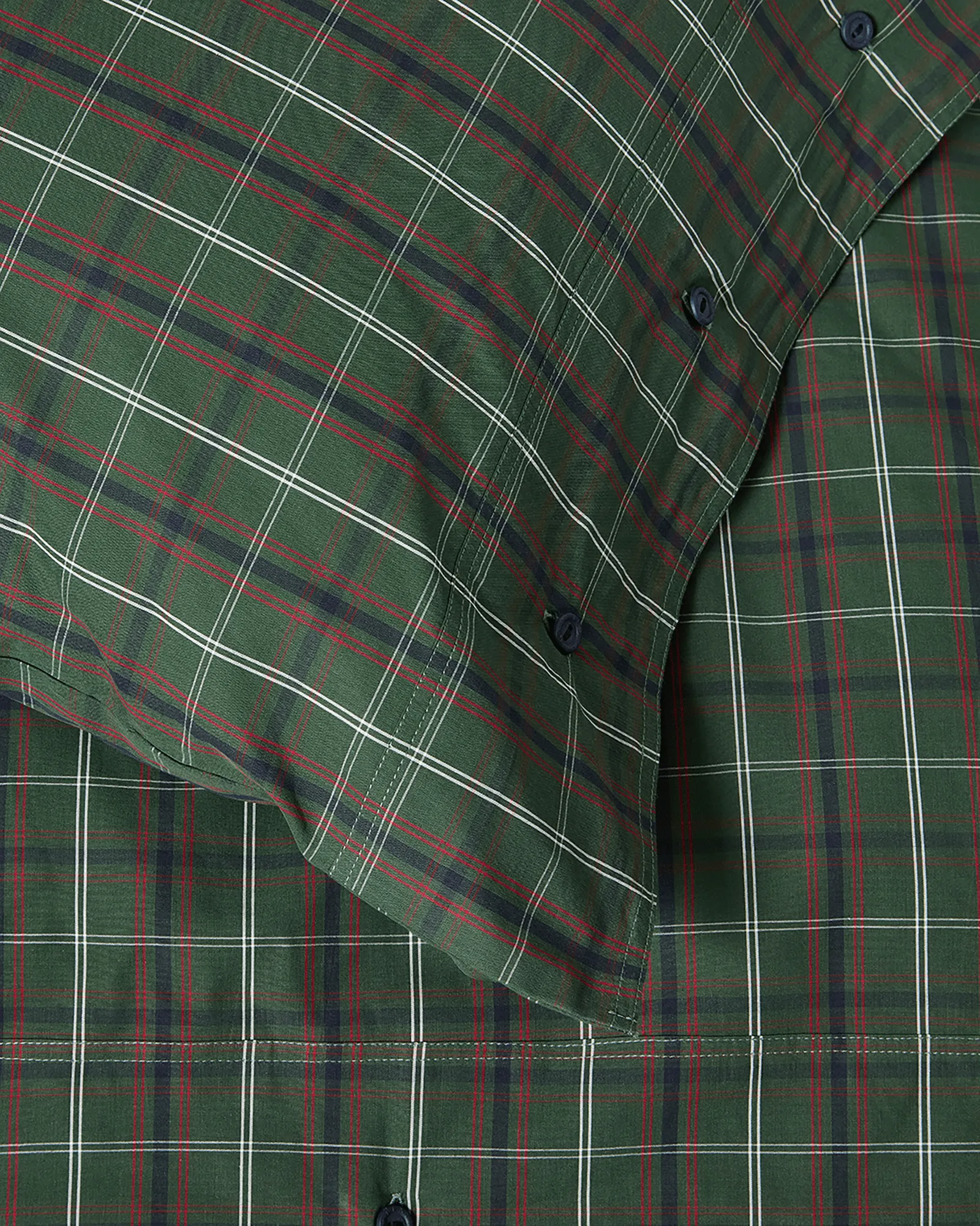 Checked cotton percale bedding set, Green-navy, 50x60 cm/150x210 cm Lexington