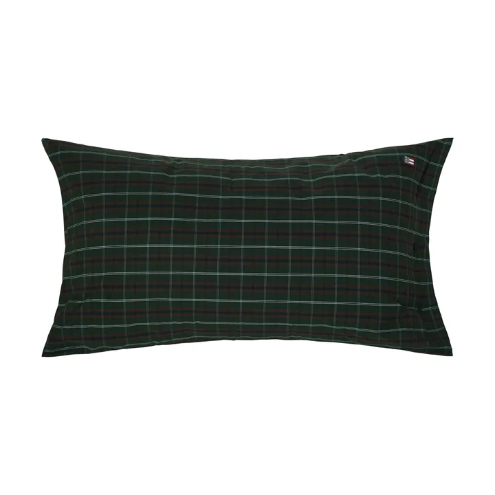Checked cotton percale pillowcase - Green-navy, 50x90 cm - Lexington