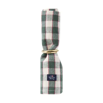Checked Linen/Cotton fabric napkin 50x50 cm - Green-light beige-red - Lexington