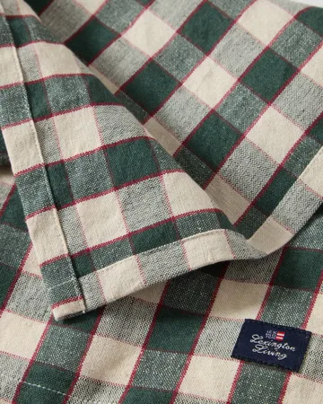 Checked Linen/Cotton fabric napkin 50x50 cm - Green-light beige-red - Lexington
