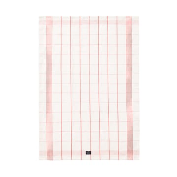 Checked Linen/Cotton kitchen towel 50x70 cm - White-red - Lexington