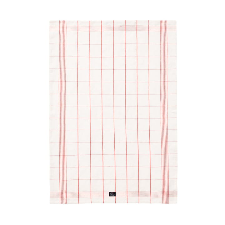 Checked Linen/Cotton kitchen towel 50x70 cm, White-red Lexington