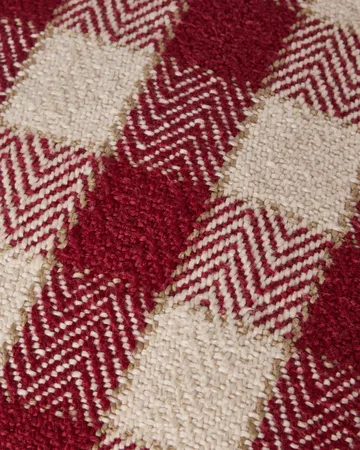 Checked organic cotton fringe cushion cover - Red-light beige-beige - Lexington