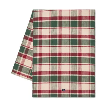 Checked organic cotton runner - Green-red-beige, 50x150 cm - Lexington