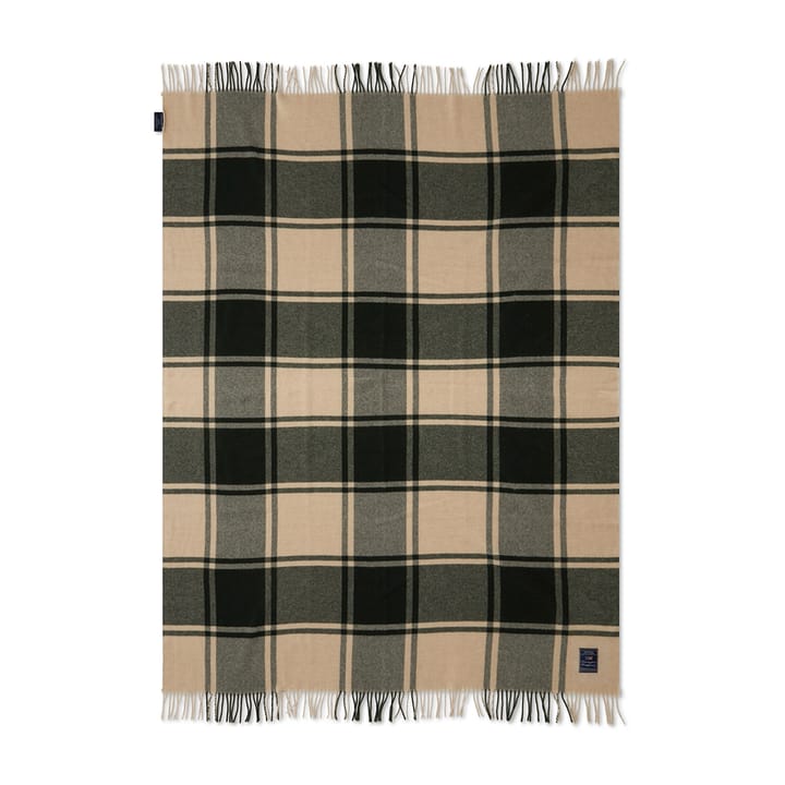 Checked Recycled wool blanket 130x170 cm, Green-beige Lexington