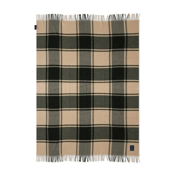 Checked Recycled wool blanket 130x170 cm - Green-beige - Lexington