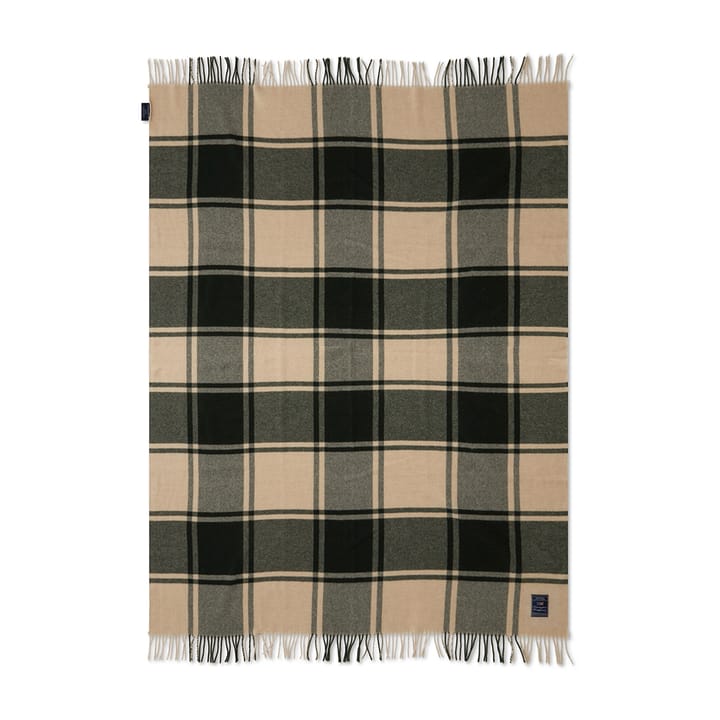 Checked Recycled wool blanket 130x170 cm - Green-beige - Lexington