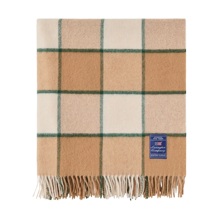 Checked Recycled Wool throw 130x170 cm - Beige-Light beige-green - Lexington