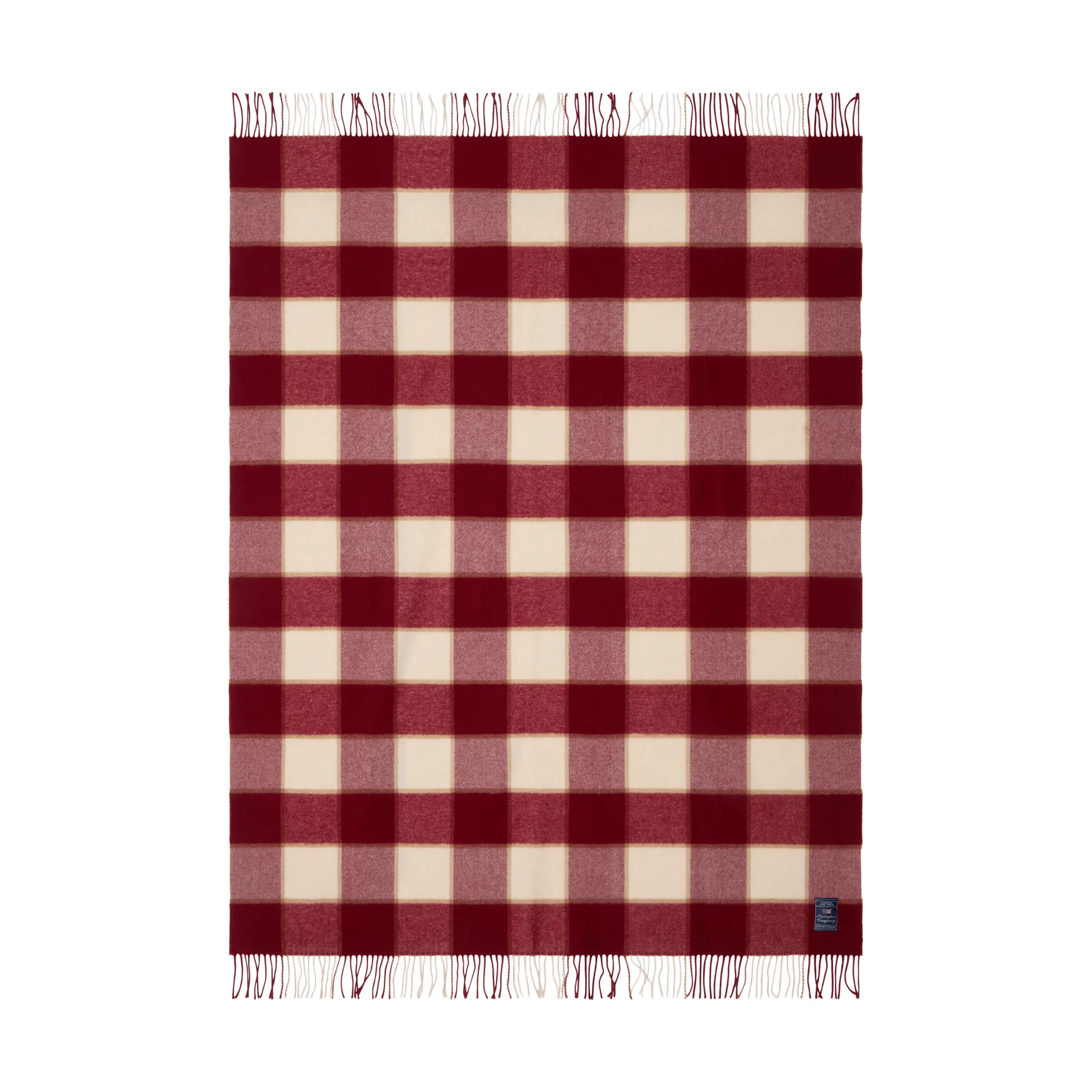 Checked Recycled Wool throw 130x170 cm, Red-Light beige-beige Lexington
