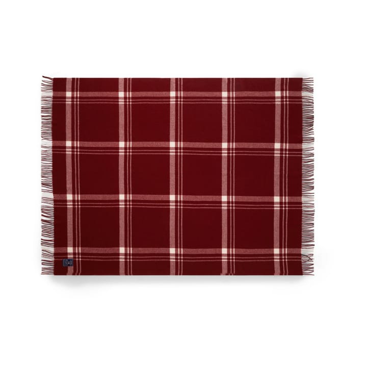 Checked Recycled Wool throw 130x170 cm, Red-white Lexington