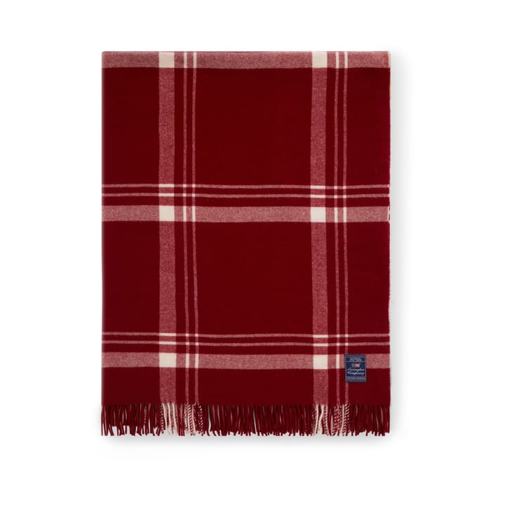 Checked Recycled Wool throw 130x170 cm, Red-white Lexington
