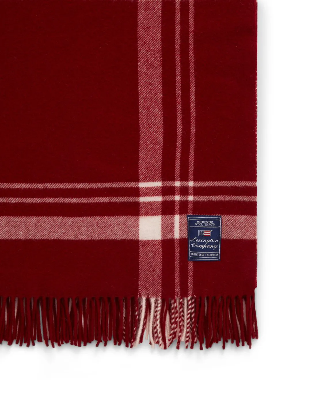 Checked Recycled Wool throw 130x170 cm, Red-white Lexington