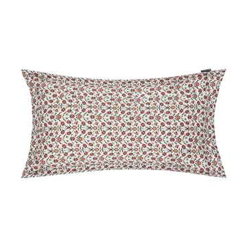 Flower-printed cotton sateen pillowcase 50x90 cm - White-red-green-beige - Lexington