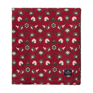 Flower printed organic cotton tablecloth - Red-beige-green, 150x350 cm - Lexington